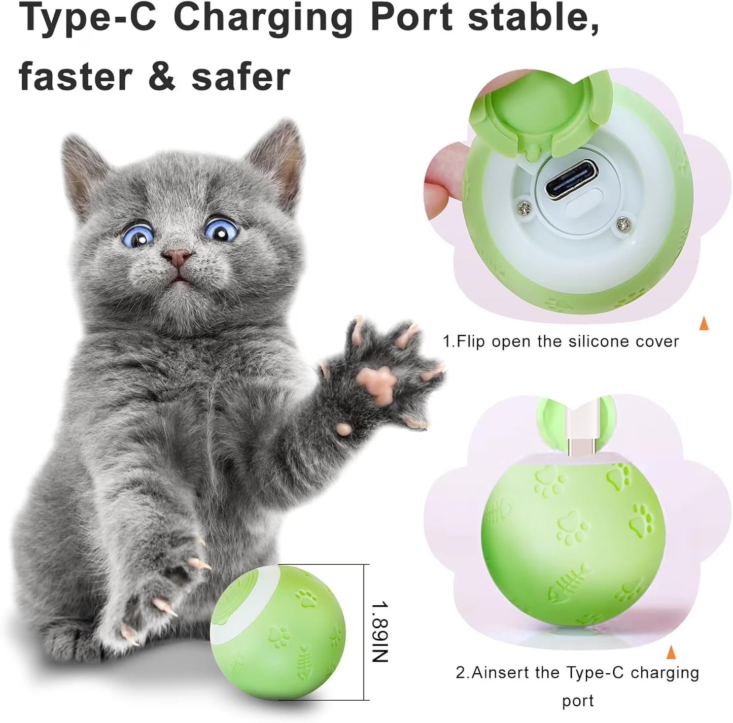SEALON Electric Interactive Cat Toy Ball,Indoor Cat Play Ball, Suitable for Cats over 6 Months for Exercise, Weight Loss, and Fun