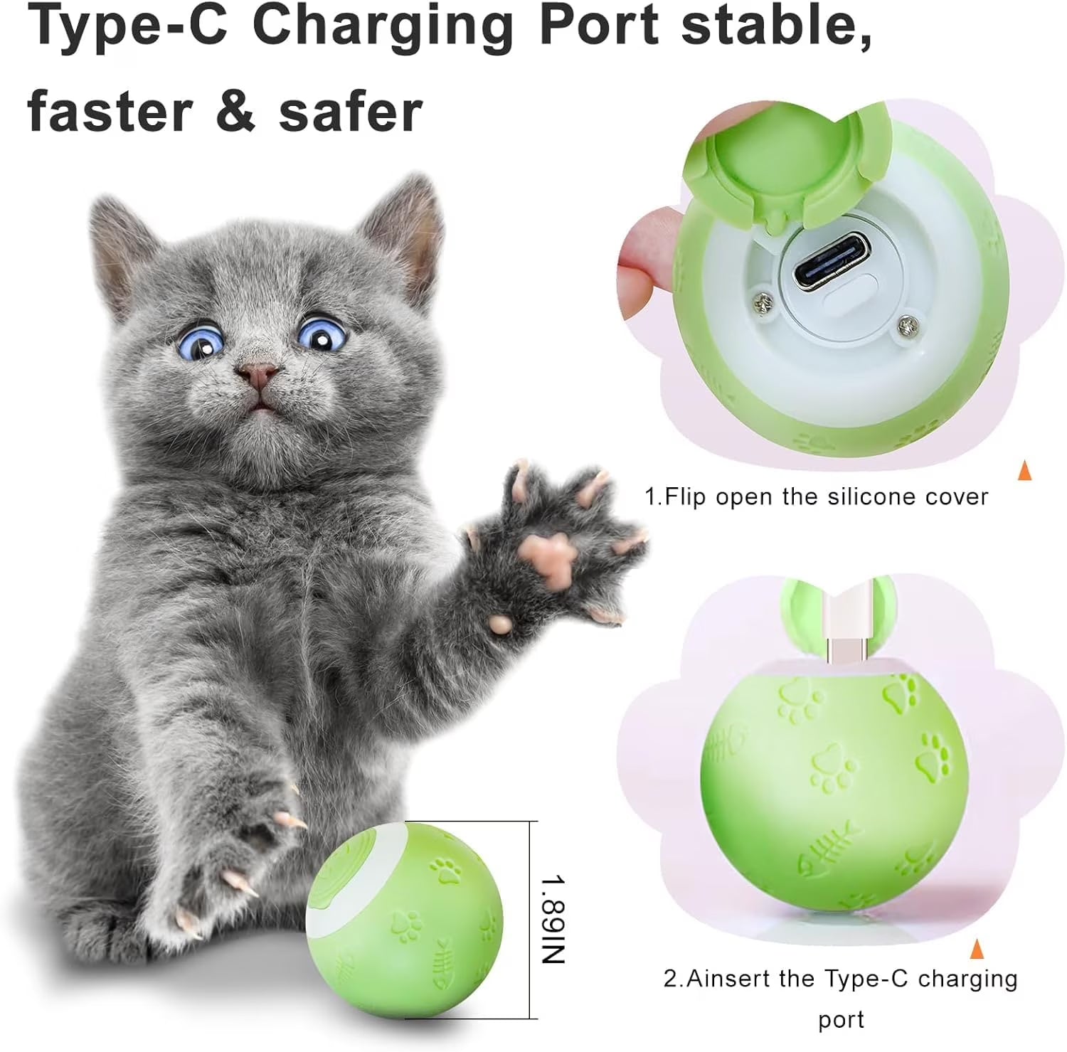 SEALON Electric Interactive Cat Toy Ball,Indoor Cat Play Ball, Suitable for Cats over 6 Months for Exercise, Weight Loss, and Fun